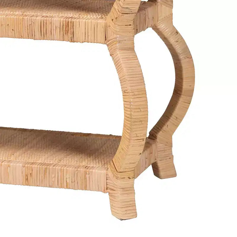 Console 3 niveaux en rotin naturel
