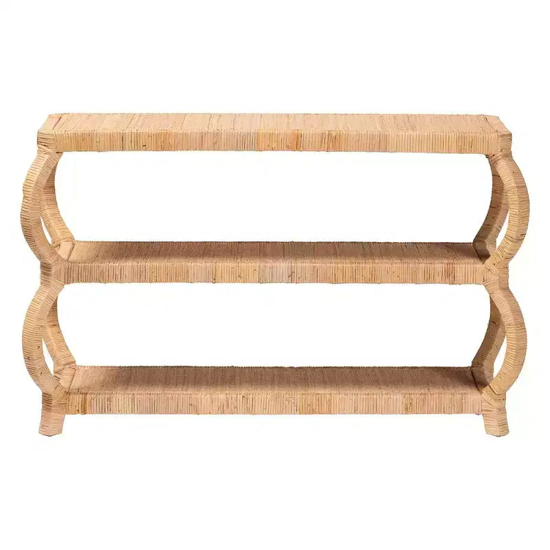 Console 3 niveaux en rotin naturel