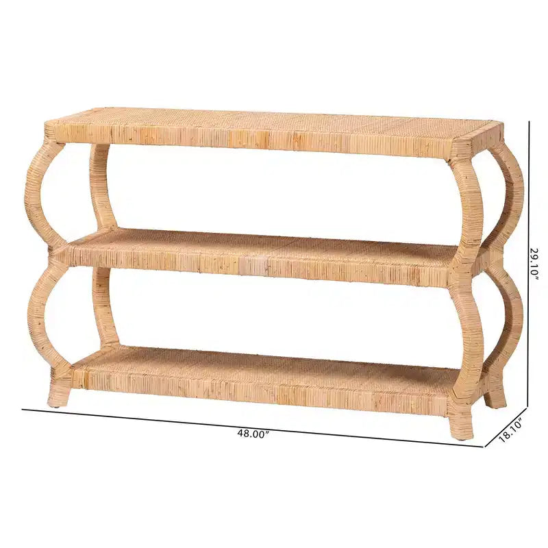 Console 3 niveaux en rotin naturel