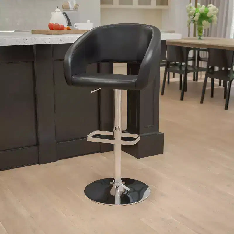 Tabouret de bar réglable en hauteur, en vinyle contemporain