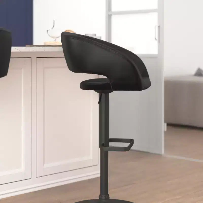 Tabouret de bar réglable en hauteur, en vinyle contemporain