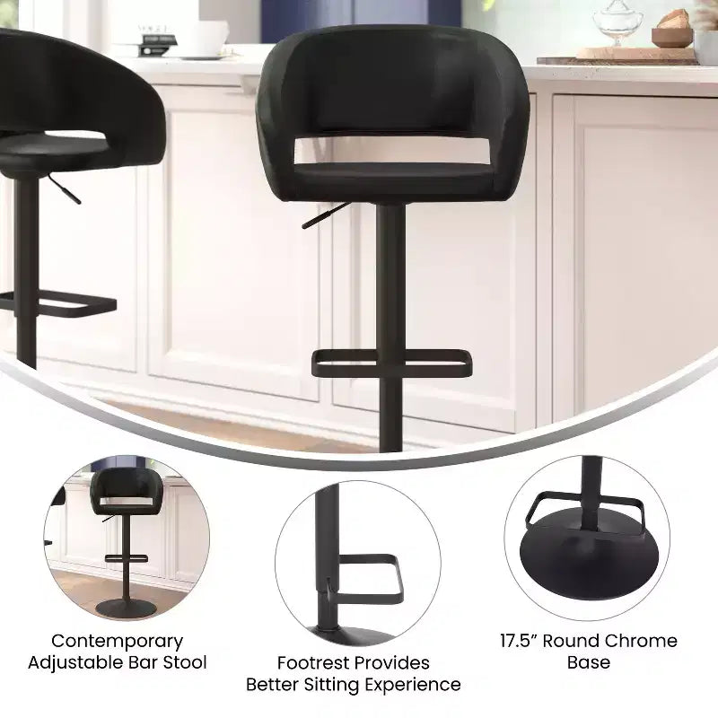 Tabouret de bar réglable en hauteur, en vinyle contemporain