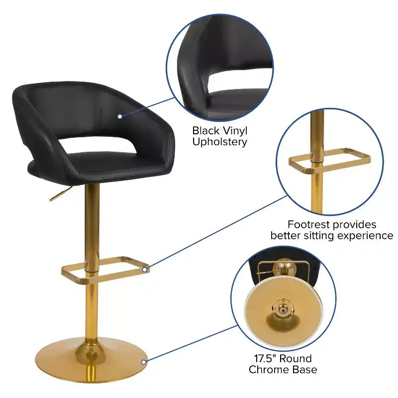 Tabouret de bar réglable en hauteur, en vinyle contemporain
