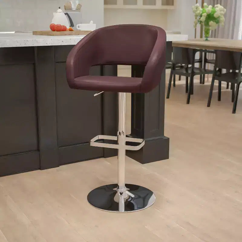 Tabouret de bar réglable en hauteur, en vinyle contemporain