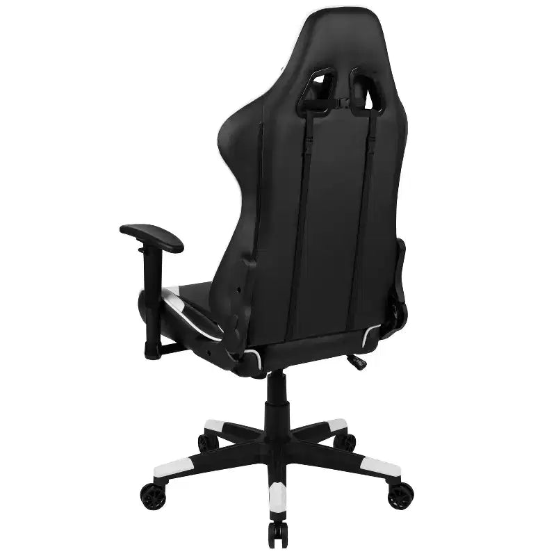 Chaise de jeu ergonomique avec dossier entièrement inclinable en cuir synthétique rouge