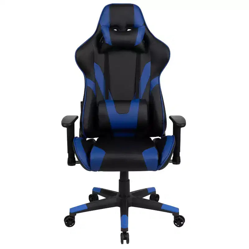 Chaise de jeu ergonomique avec dossier entièrement inclinable en cuir synthétique rouge