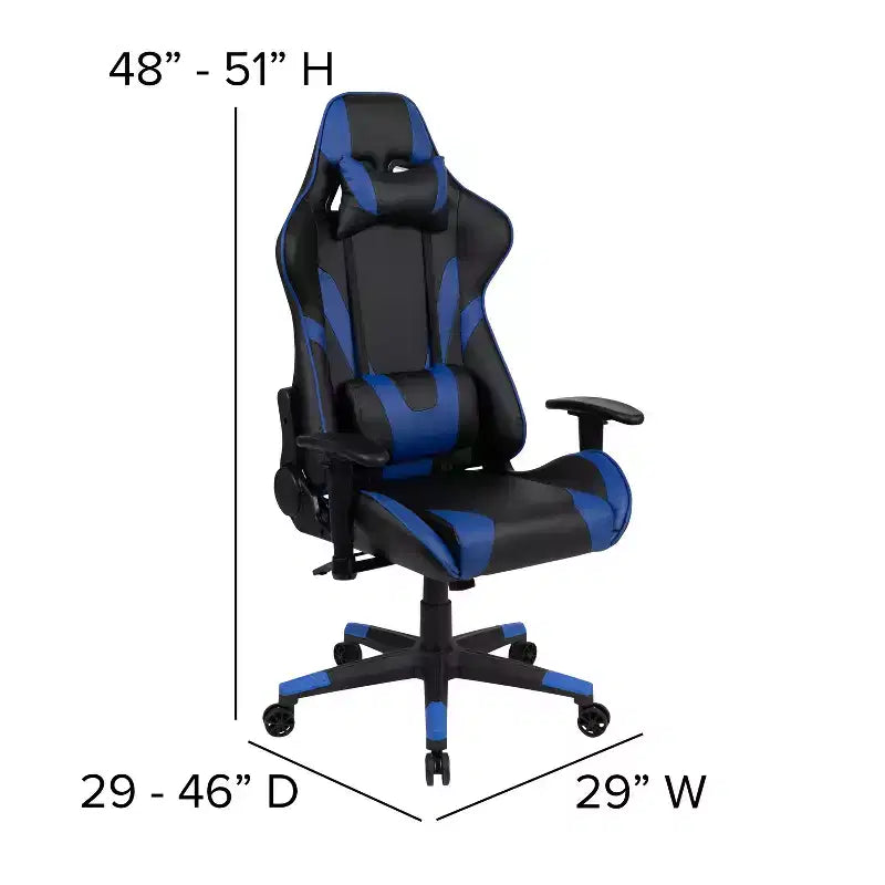 Chaise de jeu ergonomique avec dossier entièrement inclinable en cuir synthétique rouge