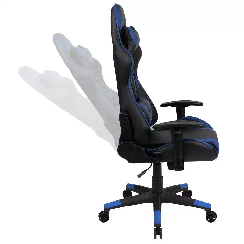 Chaise de jeu ergonomique avec dossier entièrement inclinable en cuir synthétique rouge