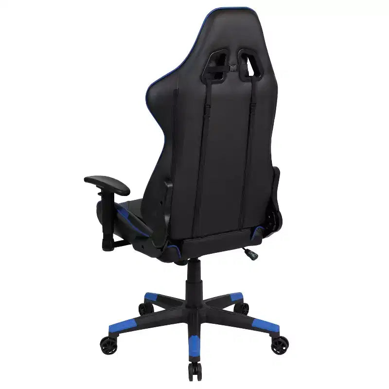 Chaise de jeu ergonomique avec dossier entièrement inclinable en cuir synthétique rouge