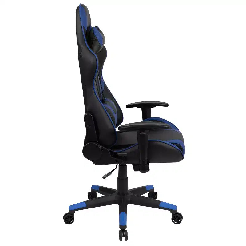Chaise de jeu ergonomique avec dossier entièrement inclinable en cuir synthétique rouge