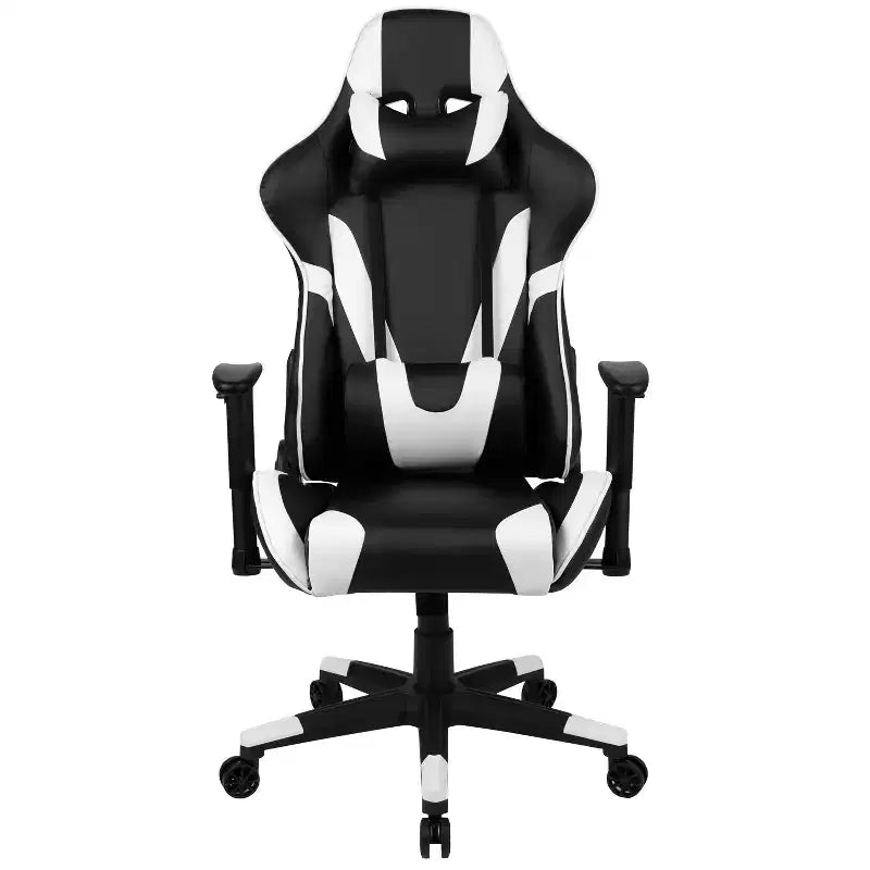 Chaise de jeu ergonomique avec dossier entièrement inclinable en cuir synthétique rouge