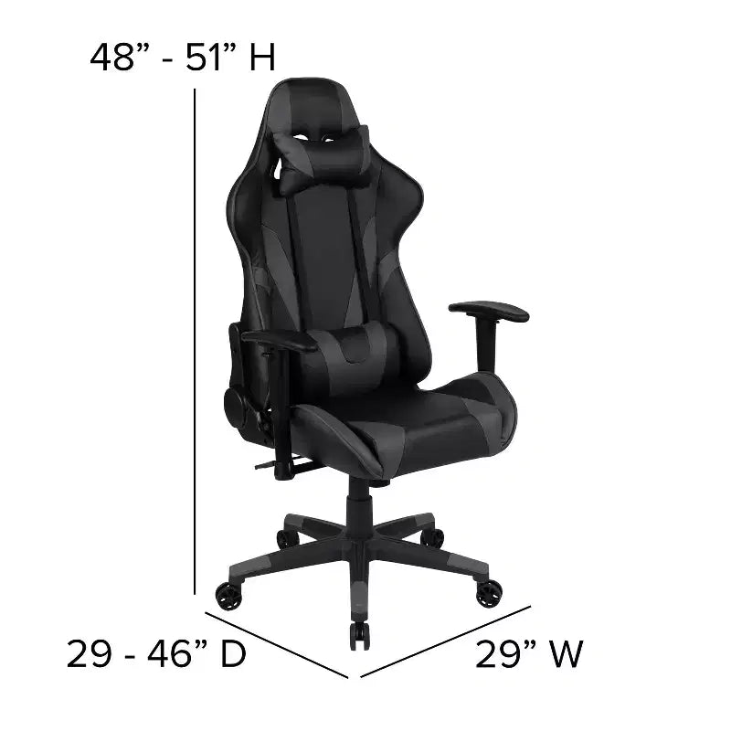 Chaise de jeu ergonomique avec dossier entièrement inclinable en cuir synthétique rouge