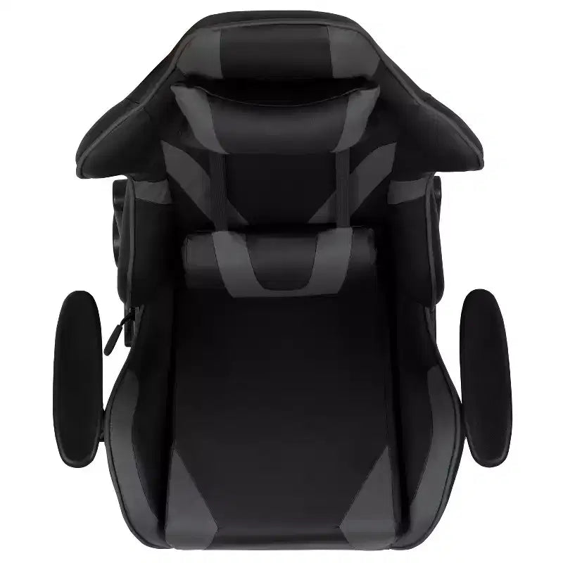 Chaise de jeu ergonomique avec dossier entièrement inclinable en cuir synthétique rouge