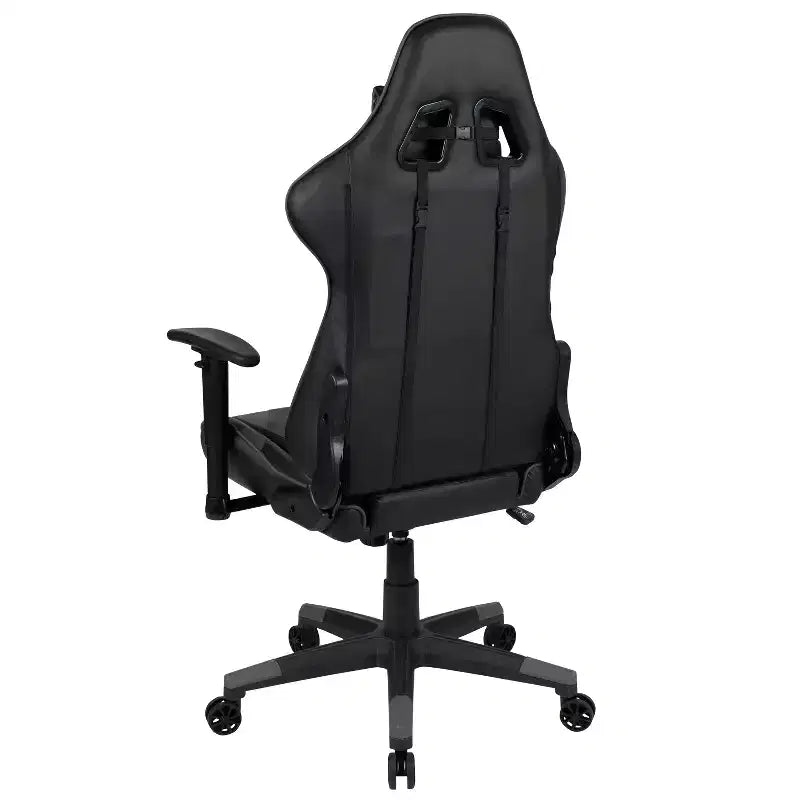 Chaise de jeu ergonomique avec dossier entièrement inclinable en cuir synthétique rouge