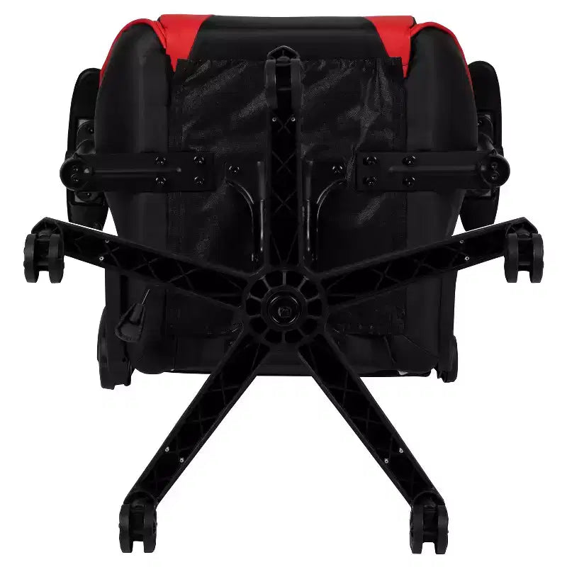 Chaise de jeu ergonomique avec dossier entièrement inclinable en cuir synthétique rouge