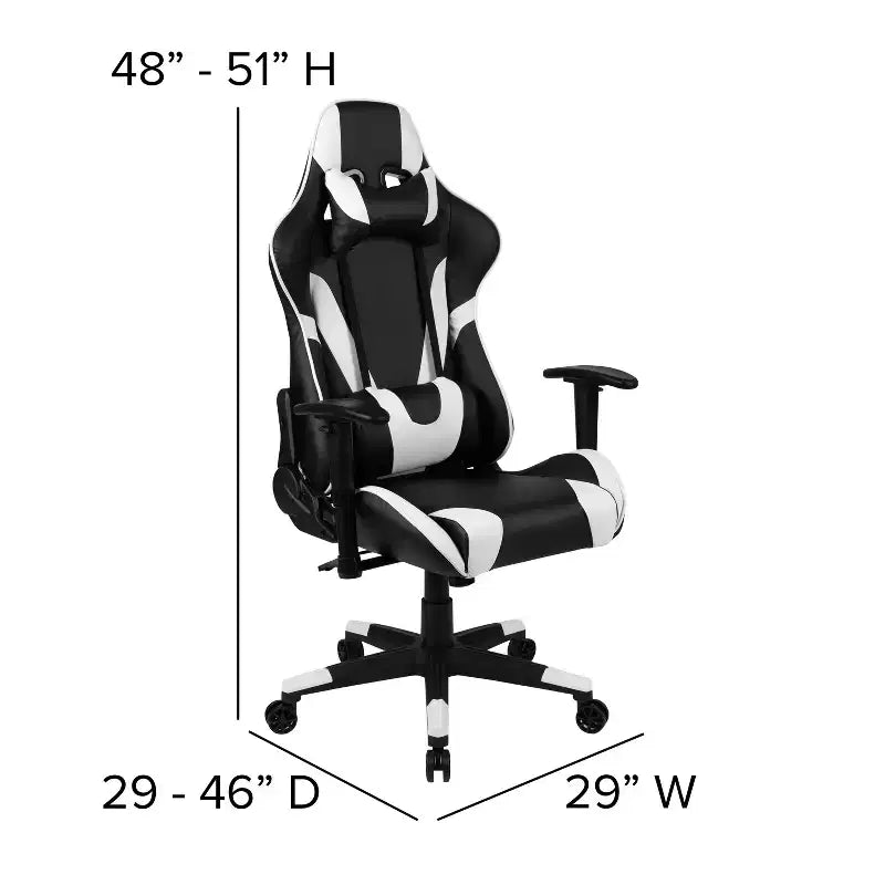 Chaise de jeu ergonomique avec dossier entièrement inclinable en cuir synthétique rouge
