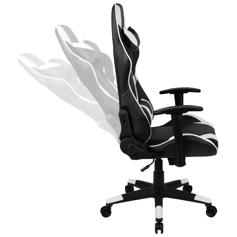 Chaise de jeu ergonomique avec dossier entièrement inclinable en cuir synthétique rouge