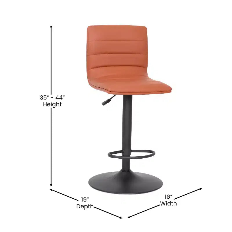 Tabouret de bar moderne en velours capitonné, réglable en hauteur, avec dossier mi-haut et repose-pieds.