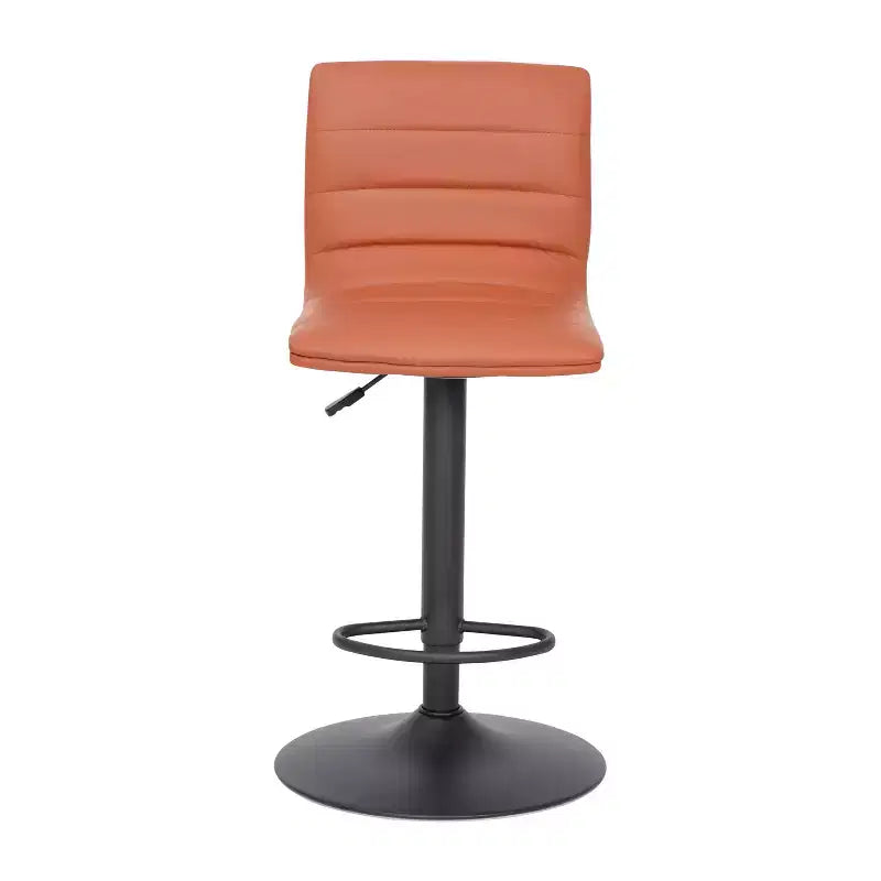 Tabouret de bar moderne en velours capitonné, réglable en hauteur, avec dossier mi-haut et repose-pieds.