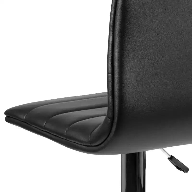 Tabouret de bar moderne en velours capitonné, réglable en hauteur, avec dossier mi-haut et repose-pieds.