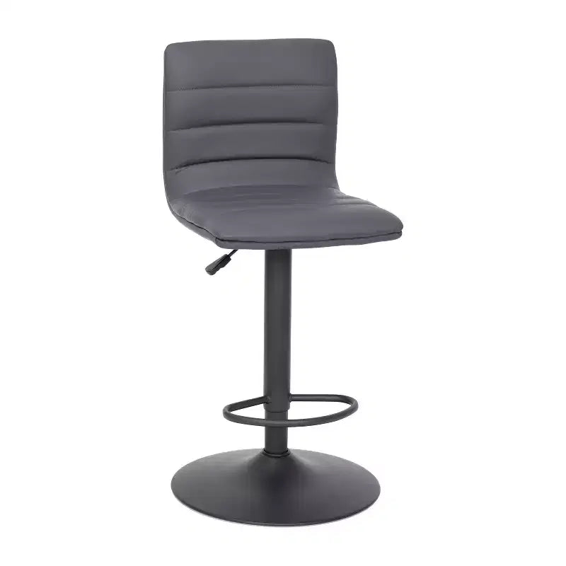 Tabouret de bar moderne en velours capitonné, réglable en hauteur, avec dossier mi-haut et repose-pieds.