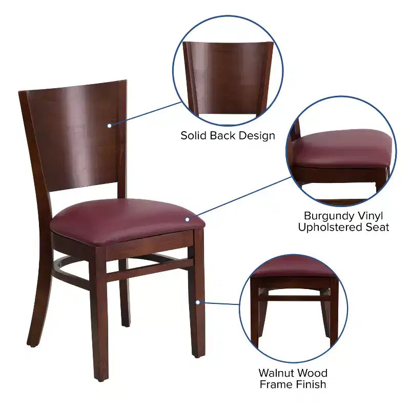 Chaise de salle à manger de restaurant en bois à dossier plein