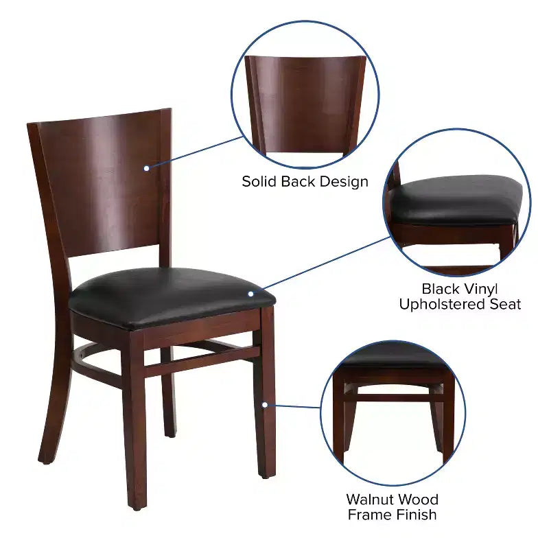 Chaise de salle à manger de restaurant en bois à dossier plein