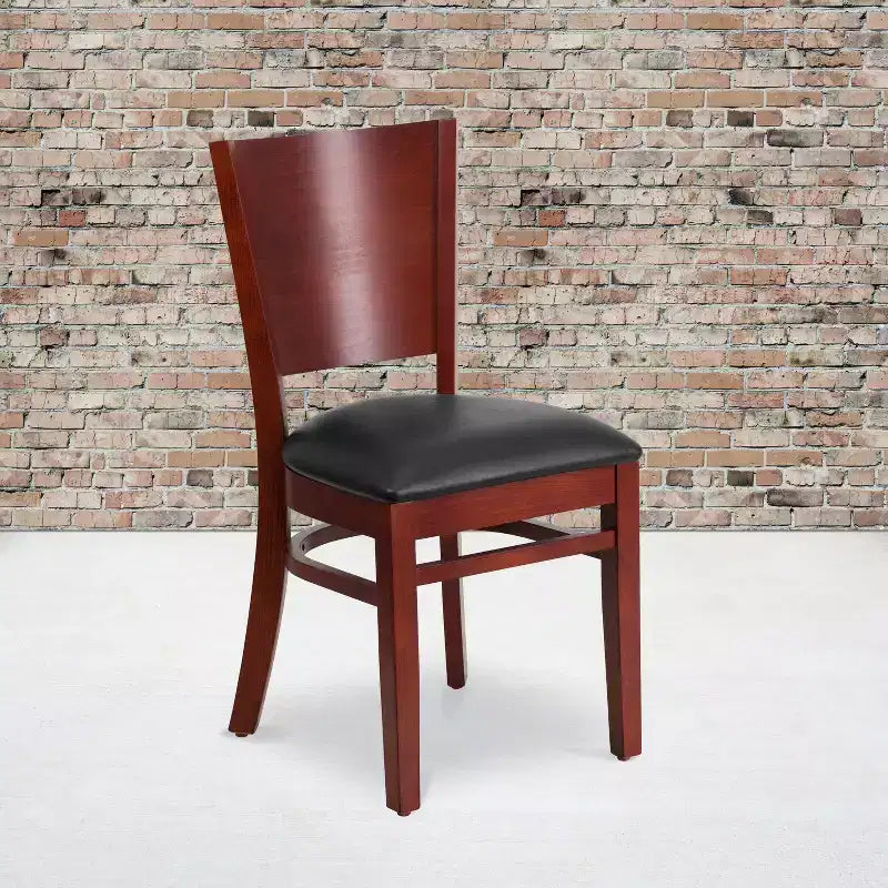 Chaise de salle à manger de restaurant en bois à dossier plein