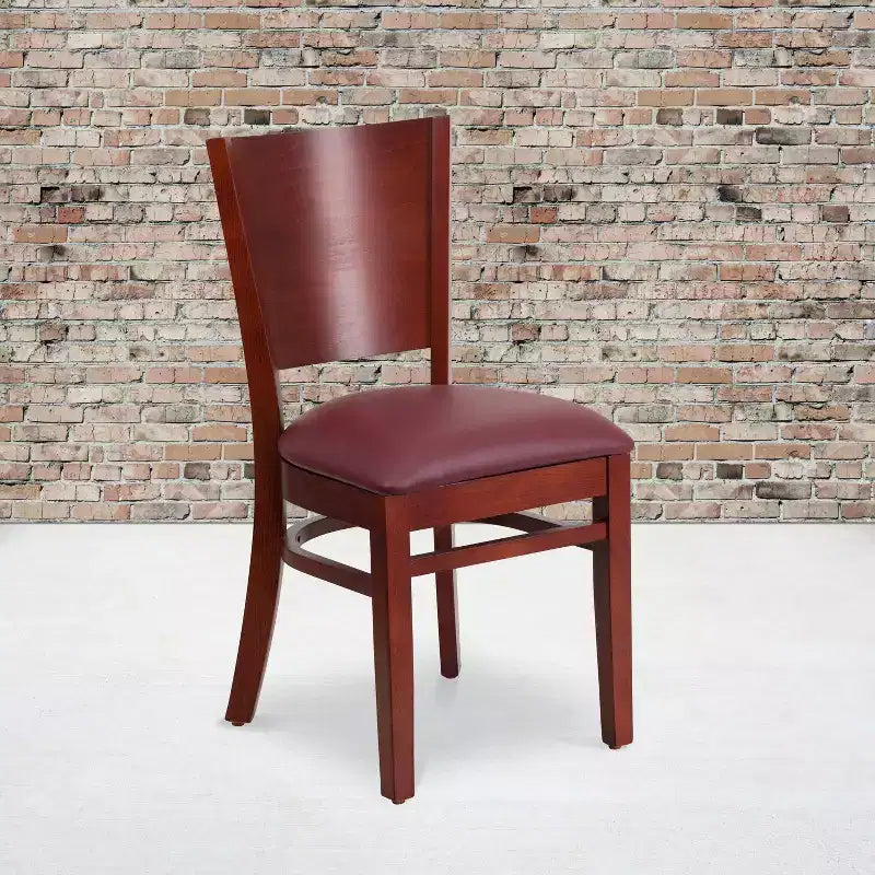 Chaise de salle à manger de restaurant en bois à dossier plein