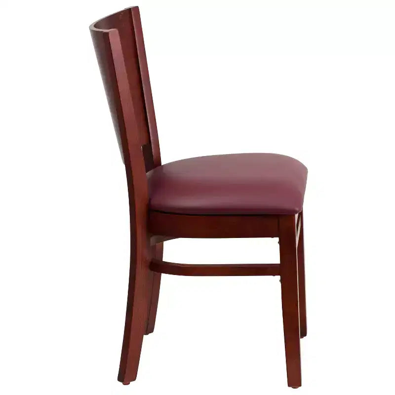 Chaise de salle à manger de restaurant en bois à dossier plein