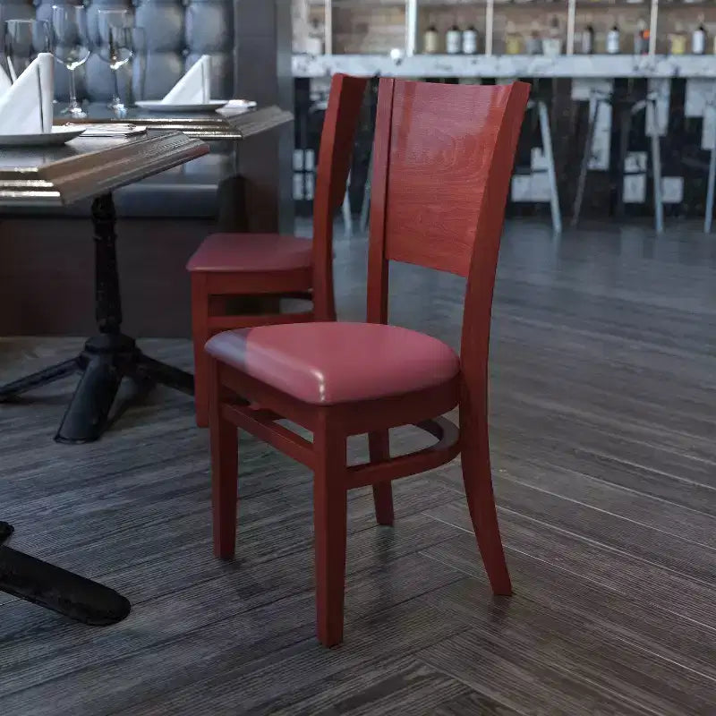 Chaise de salle à manger de restaurant en bois à dossier plein