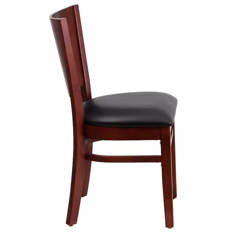 Chaise de salle à manger de restaurant en bois à dossier plein