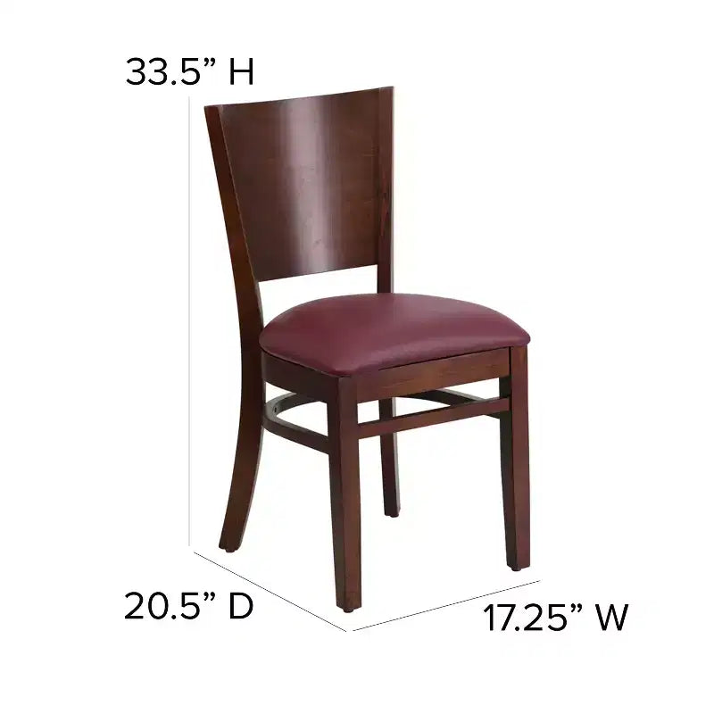 Chaise de salle à manger de restaurant en bois à dossier plein