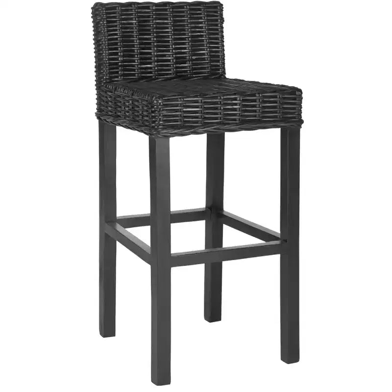 Tabouret de bar en bois et rotin