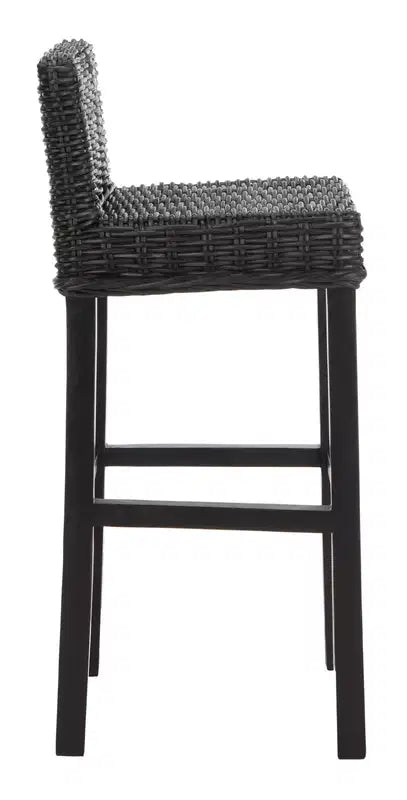 Tabouret de bar en bois et rotin