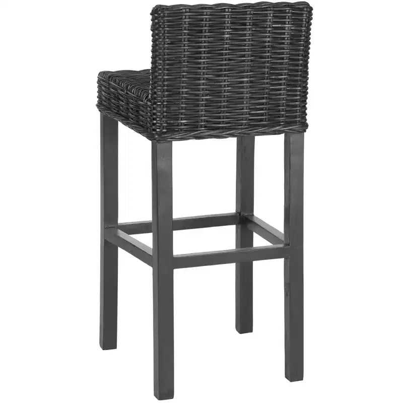 Tabouret de bar en bois et rotin
