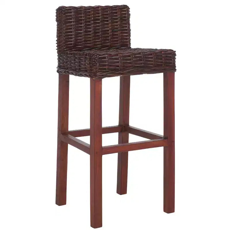 Tabouret de bar en bois et rotin