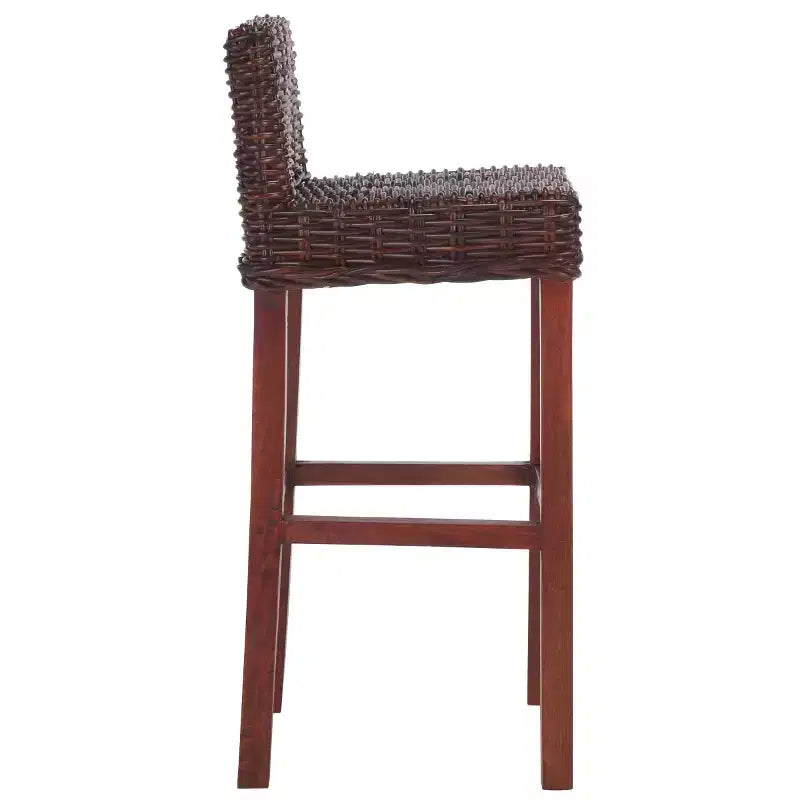 Tabouret de bar en bois et rotin