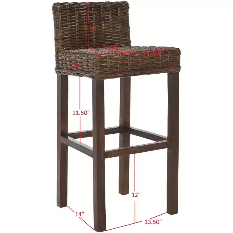 Tabouret de bar en bois et rotin