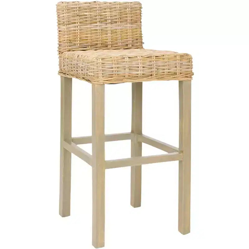 Tabouret de bar en bois et rotin