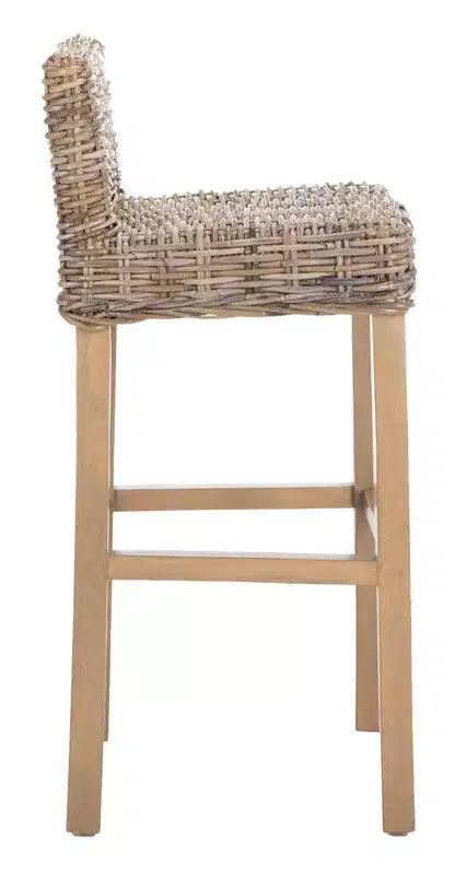 Tabouret de bar en bois et rotin