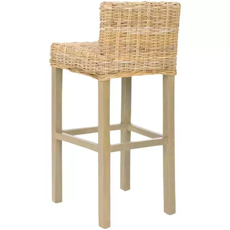 Tabouret de bar en bois et rotin