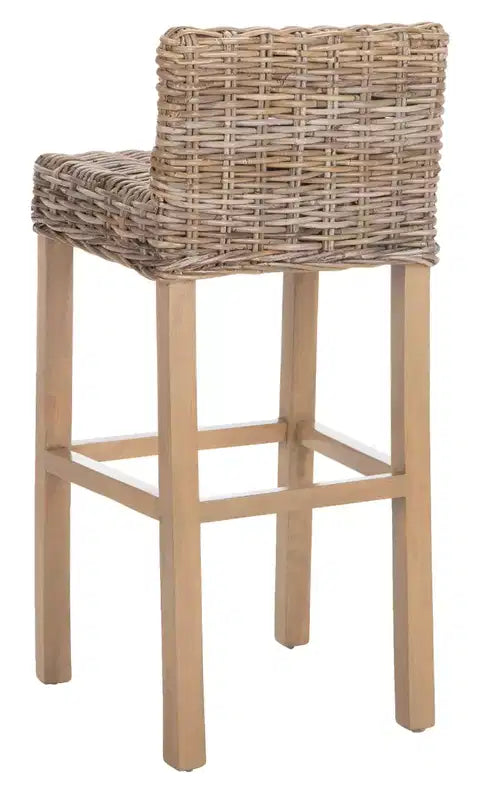 Tabouret de bar en bois et rotin
