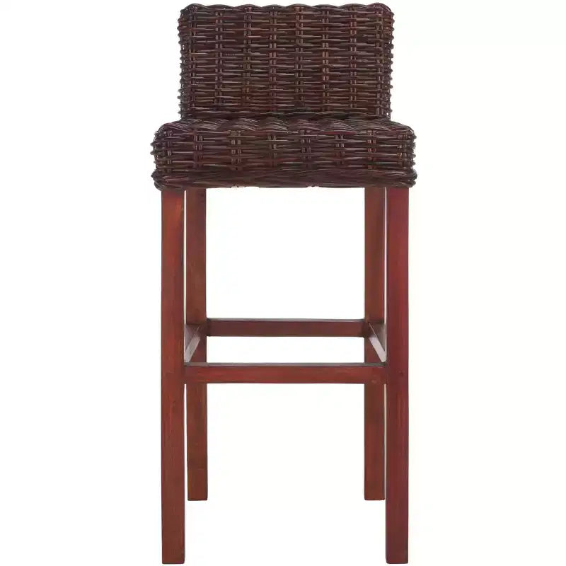 Tabouret de bar en bois et rotin