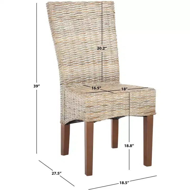 Chaise de salle à manger en osier de 19 po H (lot de 2)