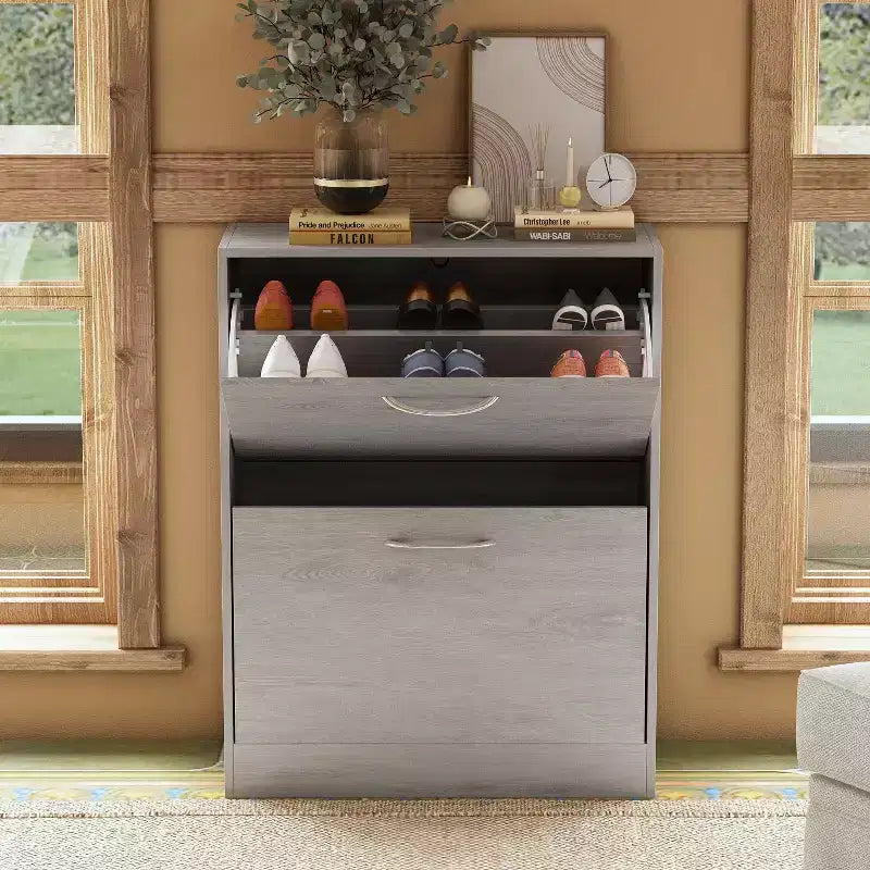 Meuble à chaussures d'entrée gris