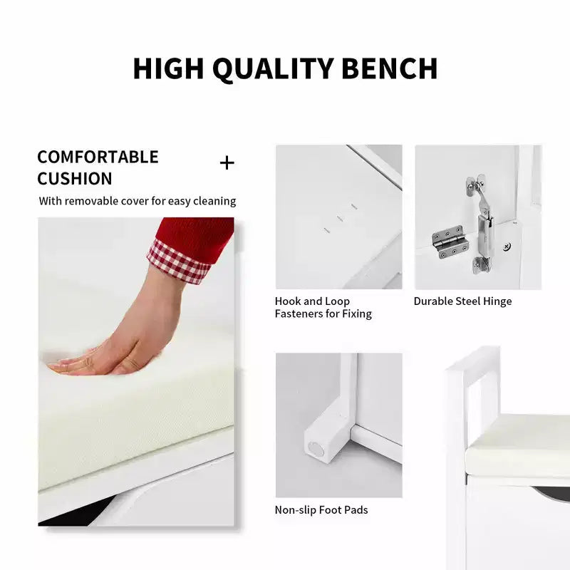 Banc à Chaussures Meuble de Rangement Rembourré Ottomane pour Chambre Couloir Entrée