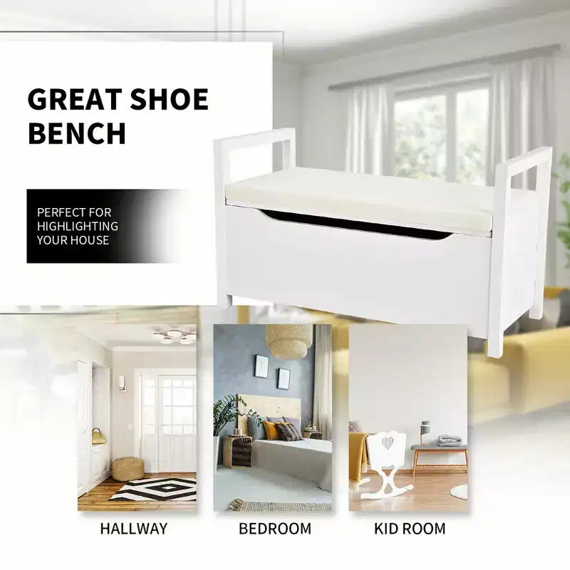 Banc à Chaussures Meuble de Rangement Rembourré Ottomane pour Chambre Couloir Entrée