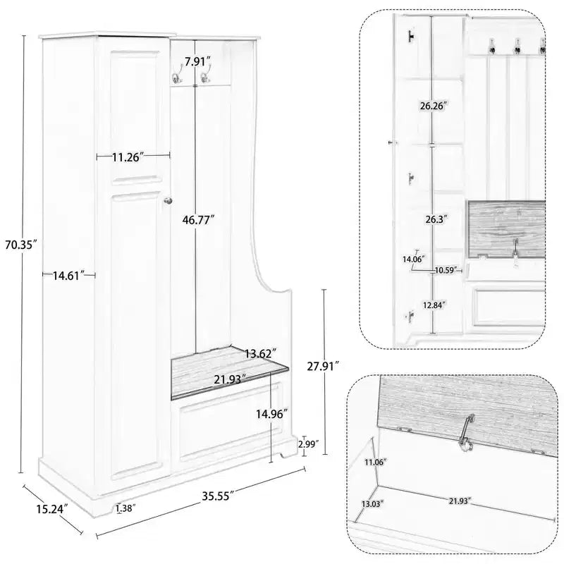 Meuble d'entrée avec banc et rangement