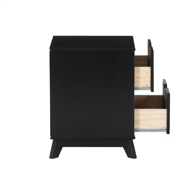 Lit plateforme simple et table de chevet